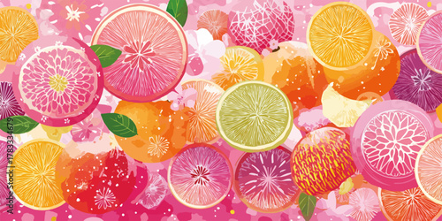 Un'illustrazione vettoriale colorata e vivace di agrumi assortiti, perfetta per progetti creativi e design freschi e moderni.