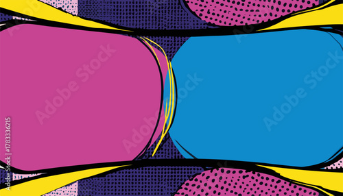 Un'illustrazione vettoriale astratta che rappresenta un'esplosione di colori e forme, ideale per sfondi vivaci e design creativi.