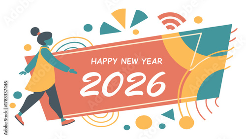 Happy new year 2026 modern celebration illustration design.