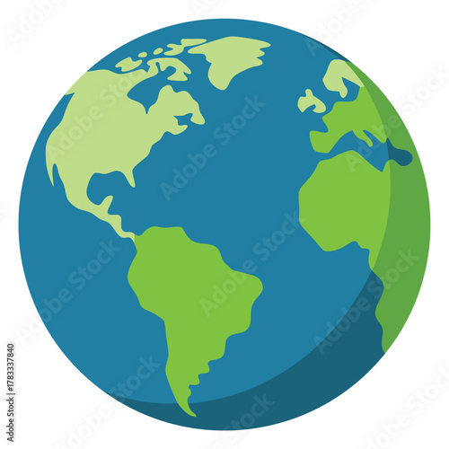 Flat Design Icon of Planet Earth with Continents globe