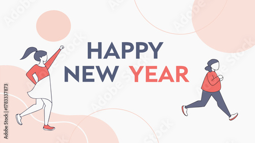 Happy new year celebration with dynamic women illustration design