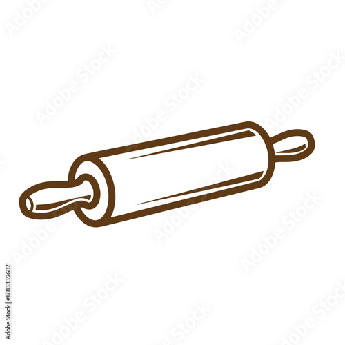 Vintage art illustration of a rolling pin depicting baking and cooking activities