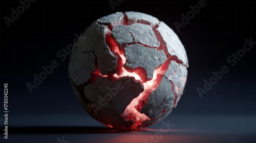 Crimson-glowing cracked orb pulses with mysterious life, echoing lunar new year vitality, mystical cosmic egg renewal