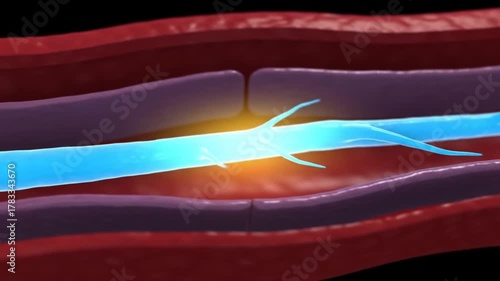 Animated Neuron Firing Across Synapse in Brain Tissue Video