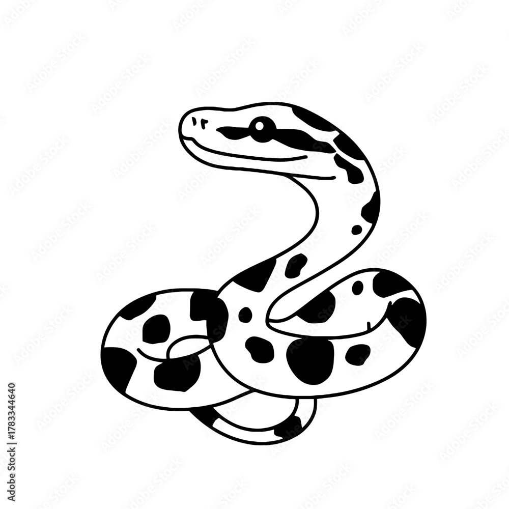 Fototapeta premium Python. Python simple black and white line art vector logo