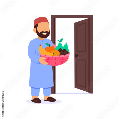 Sharing Fruits, offering fresh fruits among family and guests