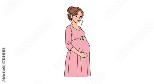 Expectant Mother Illustration A Colorful Depiction of Pregnancy and Motherhood