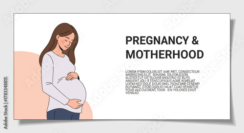 Beautiful illustration of an expectant mother gently holding her baby bump, symbolizing the tender journey of pregnancy and the joy of impending motherhood