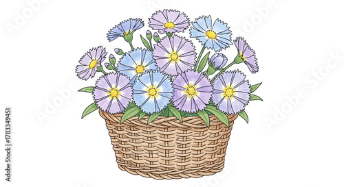 Basket of Colorful Flowers A Delightful Watercolor Illustration