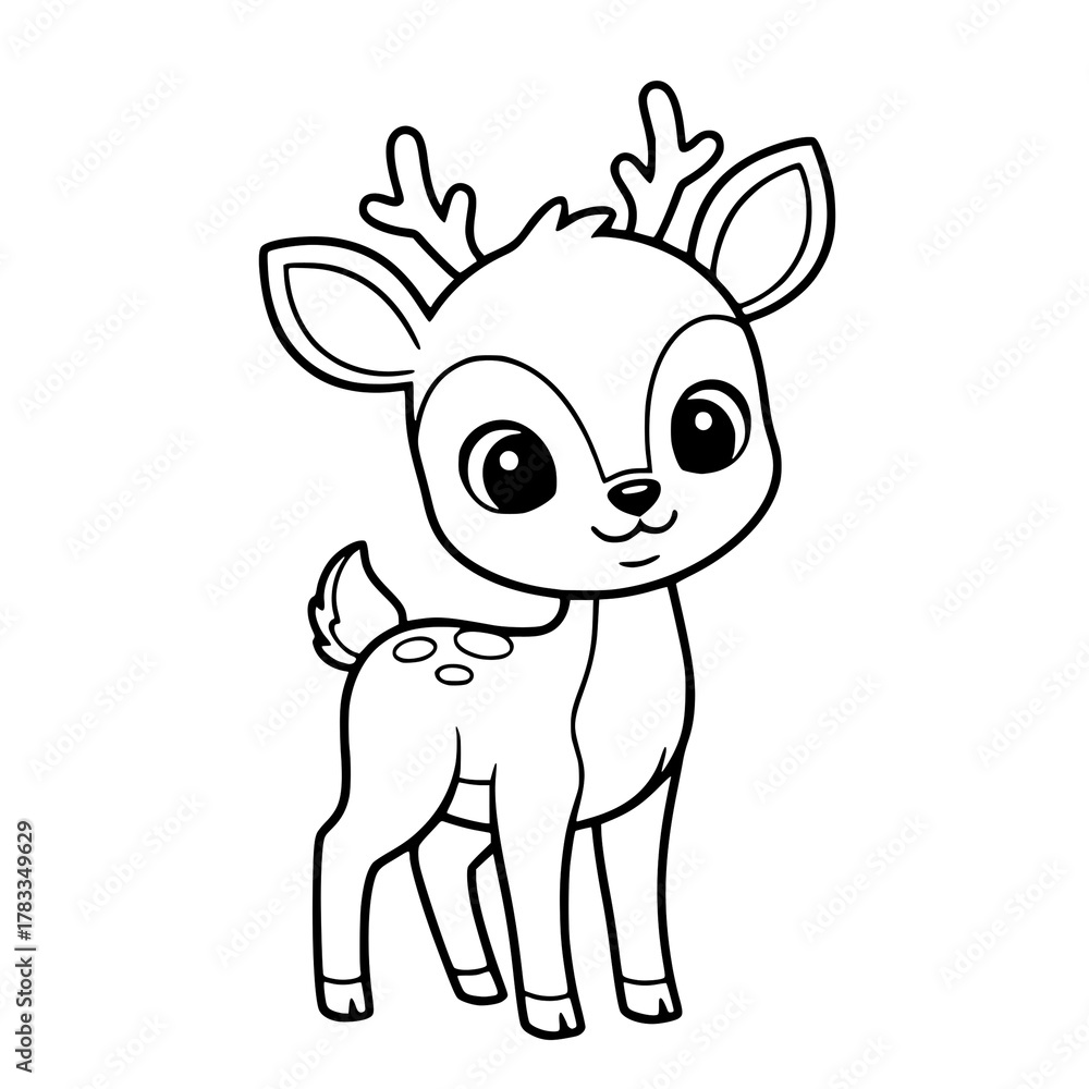 Obraz premium outline of cute deer for kids coloring book