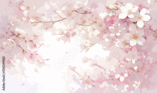 Fiori di ciliegio rosa delicati che sbocciano in primavera con una luce soffusa e sognante