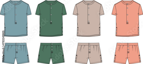 Color Palette of Men's Summer Outfits Explore Stylish Button-Down Shirts and Shorts