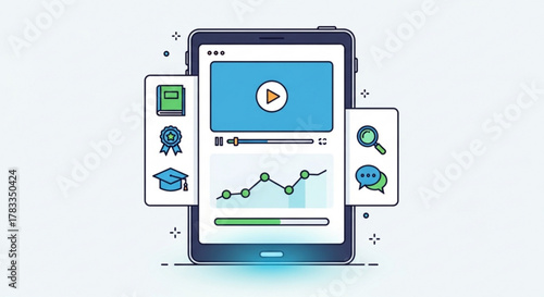 Online education platform on mobile app for courses and learning videos and interactive study tools