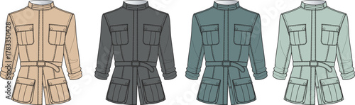 Collection of Fashionable Safari Jackets in Earthy Tones Versatile Outerwear