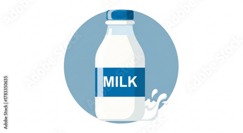 Fresh milk bottle illustration dairy product drink beverage nutrition healthy calcium lactose liquid food vector