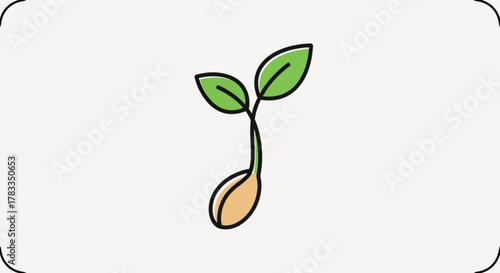 Illustration of seed germination growing plant with leaves for agriculture and nature concept design vector