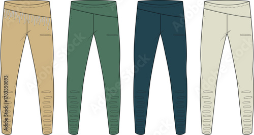 Various Colors of Sport Leggings Displayed for Fashion and Fitness Apparel Design