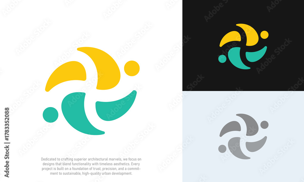 Obraz premium Abstract People and Family Connection Logo Modern Teamwork and Community Symbol Design