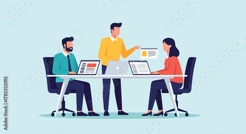 Business Team Collaboration and Presentation in a Modern Office Environment