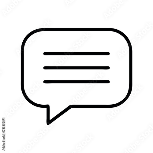 Simple outline icon of a speech bubble with three horizontal lines representing text