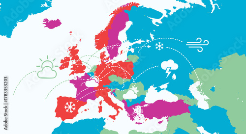 Weather Patterns Across Europe - A Colorful Geographic Overview.