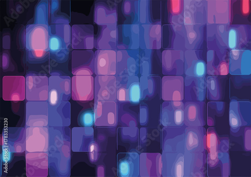 Effetto bokeh astratto con luci soffuse e sfumature di viola e blu