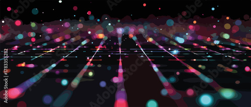 Un vortice di luci colorate e sfocate crea un'atmosfera magica e festosa.