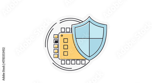 Cybersecurity Chip Protection with Shield Icon for Data Security.