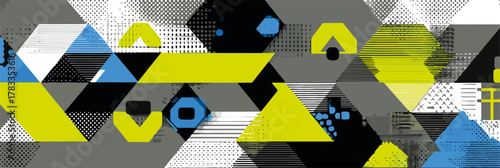 Astratto geometrico con forme esagonali e triangolari in colori vivaci