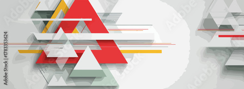 Forme geometriche astratte colorate con linee dinamiche su sfondo bianco