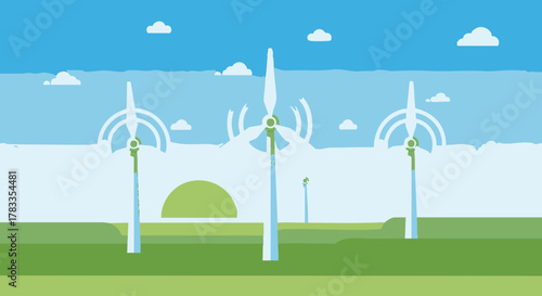 Wind turbines generating clean energy for a sustainable future, renewable power.