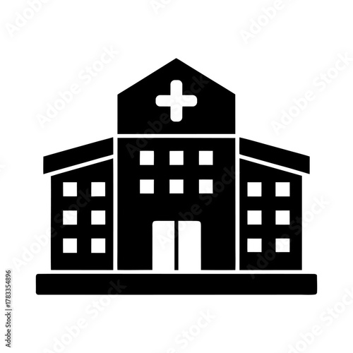 Isometric Health Care Building Icon on White Background.