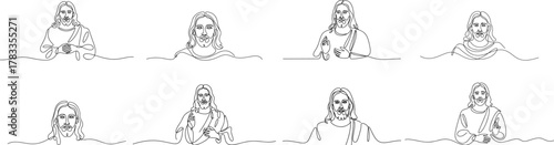 Set of Hand drawn Jesus simple sketch, Messiah vector art.