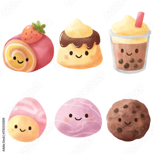 Cute Smiling Dessert Sweets Set