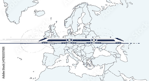 European map with a horizontal line across the middle, dividing the continent.