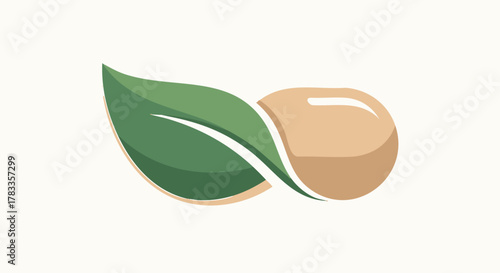 Green leaf and seed logo representing natural organic food and healthy living.