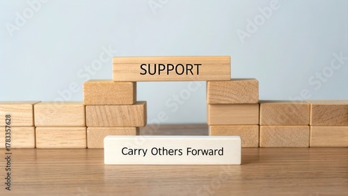 Wallpaper Mural Wooden blocks forming a bridge with the word SUPPORT on top Torontodigital.ca