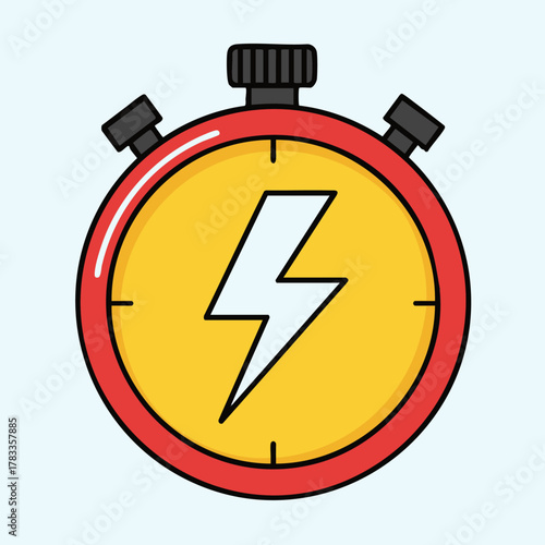 Stopwatch with Lightning Bolt Symbolizing Speed and Efficiency.