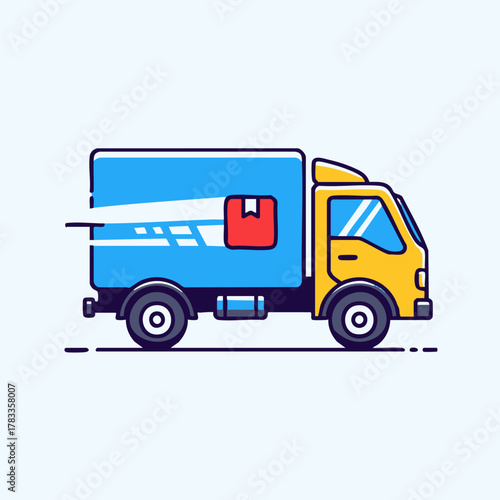 Wallpaper Mural Delivery Truck Cartoon Illustration with Speed Lines and Package. Torontodigital.ca