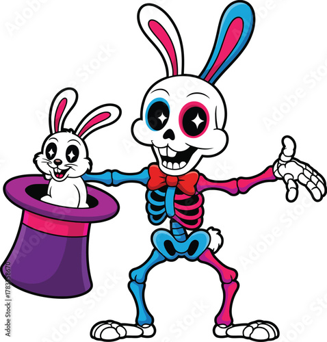 Magician with bunny in hat rabbit magic hat