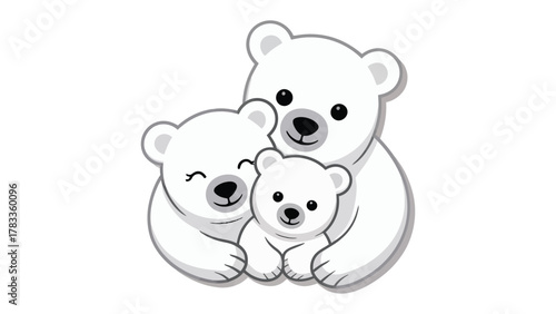 Polar Bear Family: A heartwarming depiction of a polar bear family, showcasing the tender bond between parent and cub, expressing the beauty of familial connection.