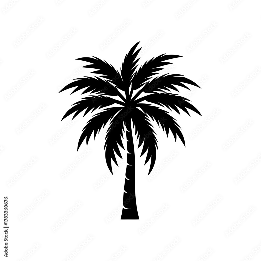 Obraz premium Stylized tropical palm tree silhouette vector graphic design element