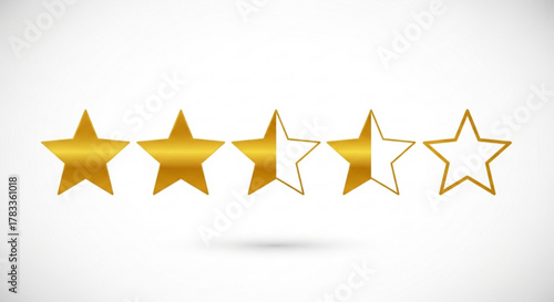 Gold star rating review system customer feedback satisfaction service quality performance evaluation symbol