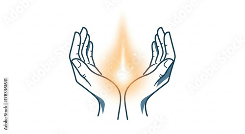 Healing hands energy light illustration for spiritual wellness and holistic health concept design vector
