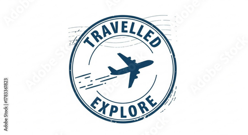 Travel explore adventure airplane flight journey vacation tourism destination trip holiday travelled stamp design
