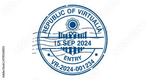 Republic of virtualia entry stamp for september 15 2024 vr travel document and virtual passport control