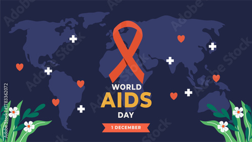 World aids day flyer illustration