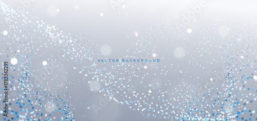 Abstract modern dotted blue and white overlapping sarkle on white background. Science concept.