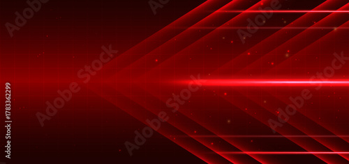 Technology red arrow glowing on dark red background. Hi speed  communication concept.