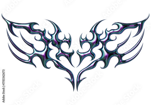 3d render of Cybersigilism ornamental gothic sigil patterns with neo tribal lines and cyber aesthetic